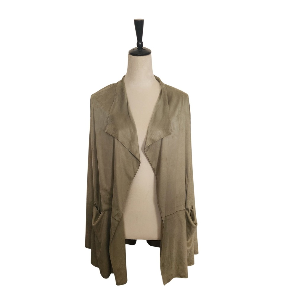 Heritage Charm Women's Beige Lightweight Collared Open Mid-Length Jacket Large